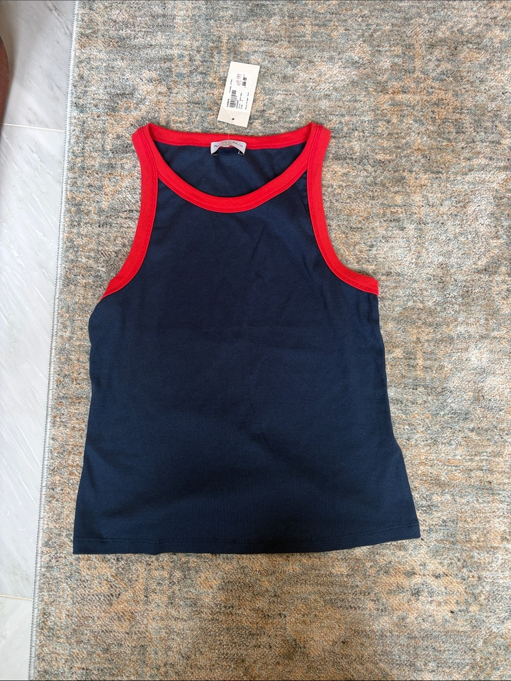 Evereve Navy Tank with Red Trim